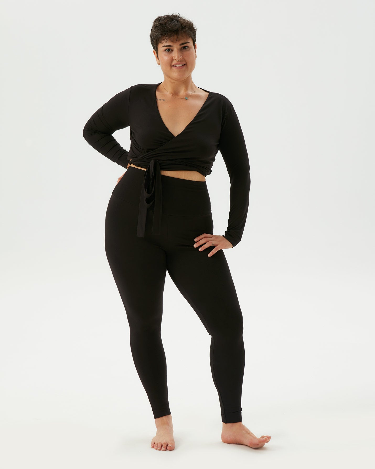 Siyah Çift Katlı Basic Viskoz Tayt