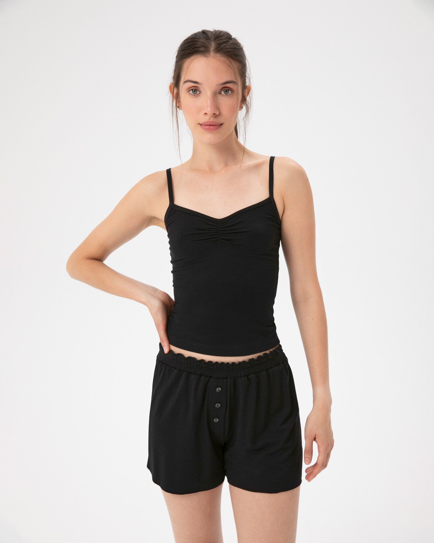 Siyah Büzgülü Pijama Boxer