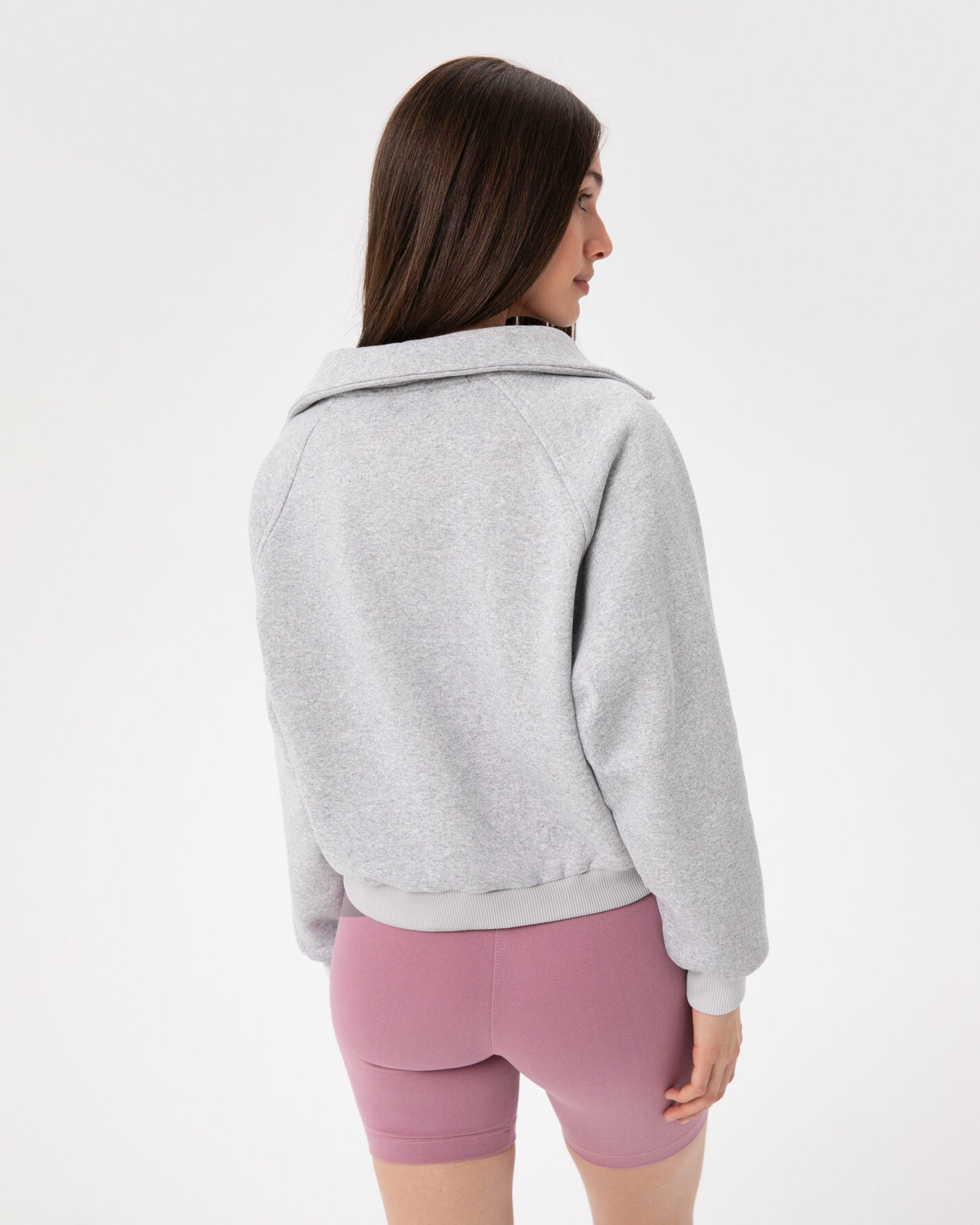 Gri Melanj Dik Yaka Sweatshirt