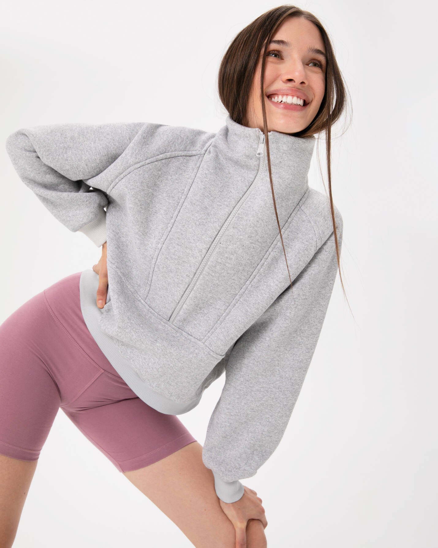 Gri Melanj Dik Yaka Sweatshirt