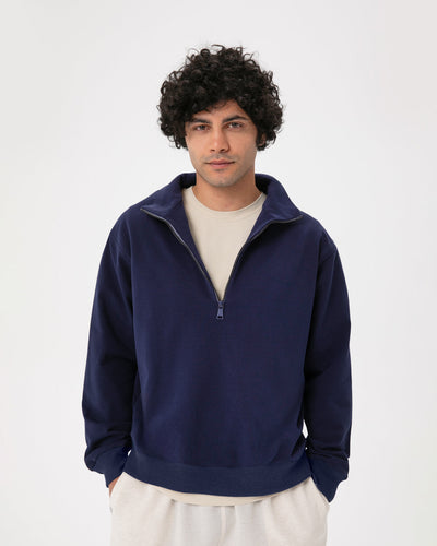 Indigo Erkek Dik Yaka Sweatshirt