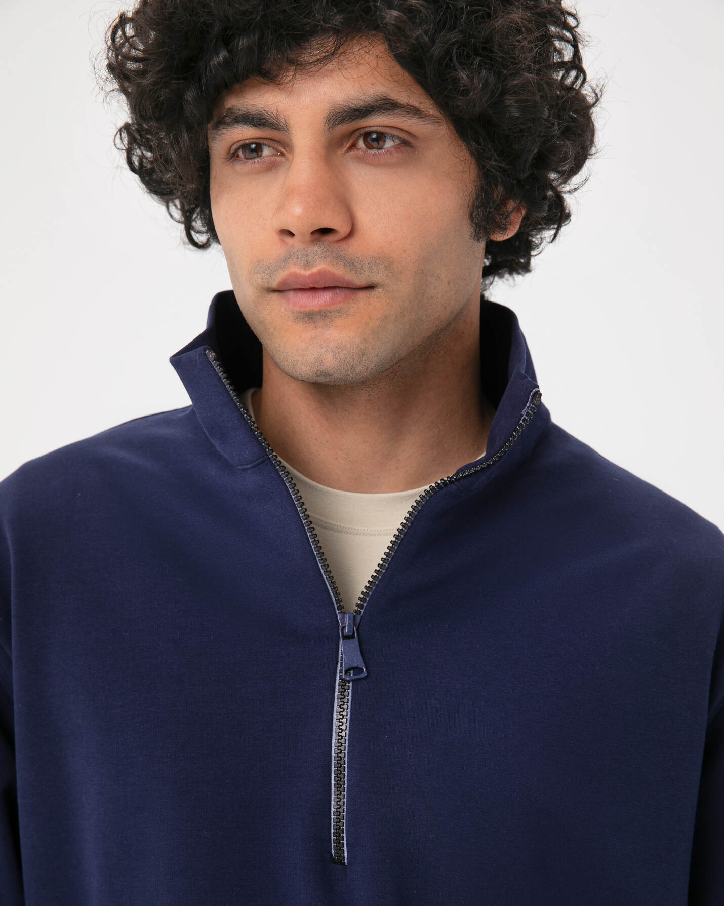 Indigo Erkek Dik Yaka Sweatshirt
