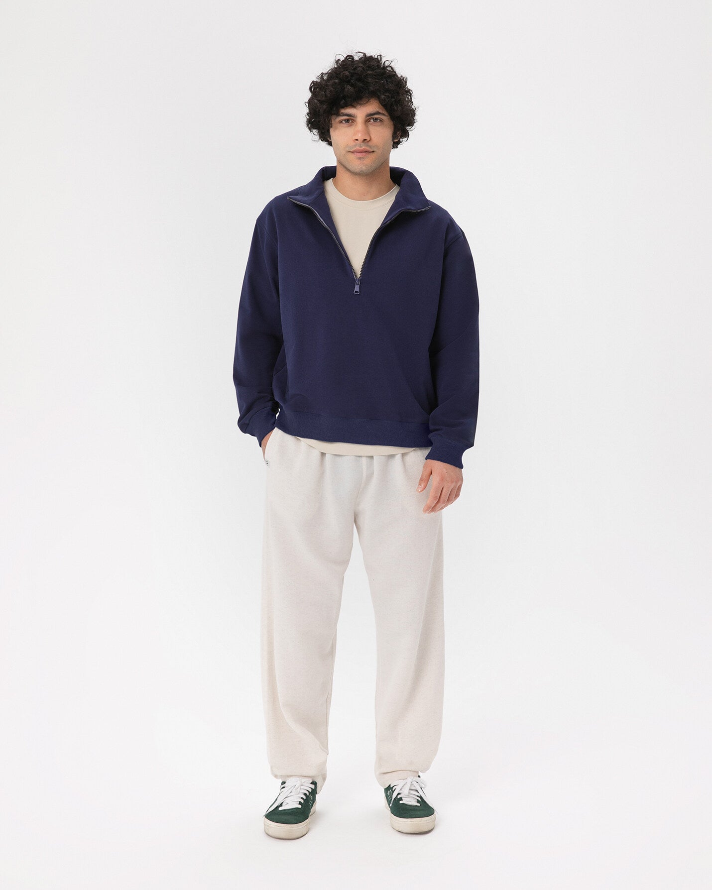 Indigo Erkek Dik Yaka Sweatshirt