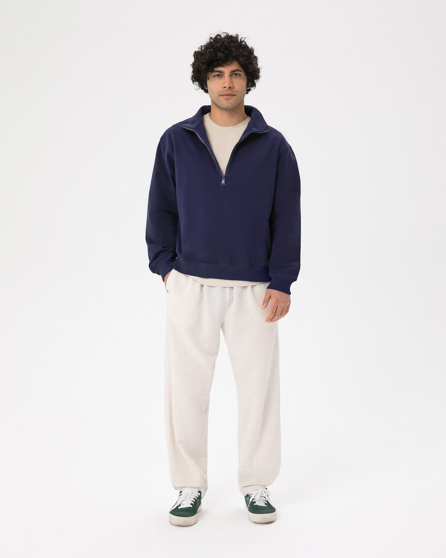 Indigo Erkek Dik Yaka Sweatshirt