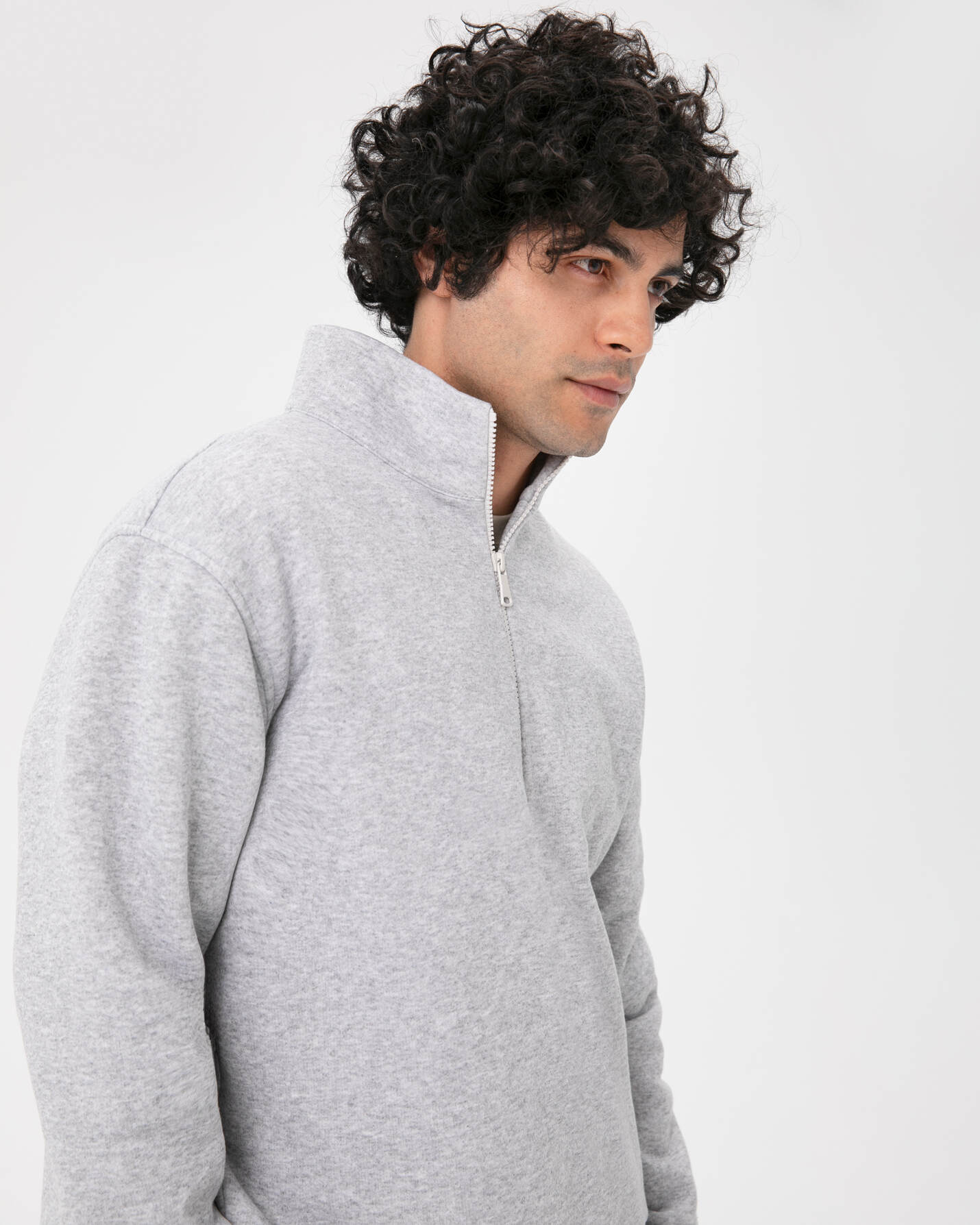 Gri Melanj Erkek Dik Yaka Sweatshirt