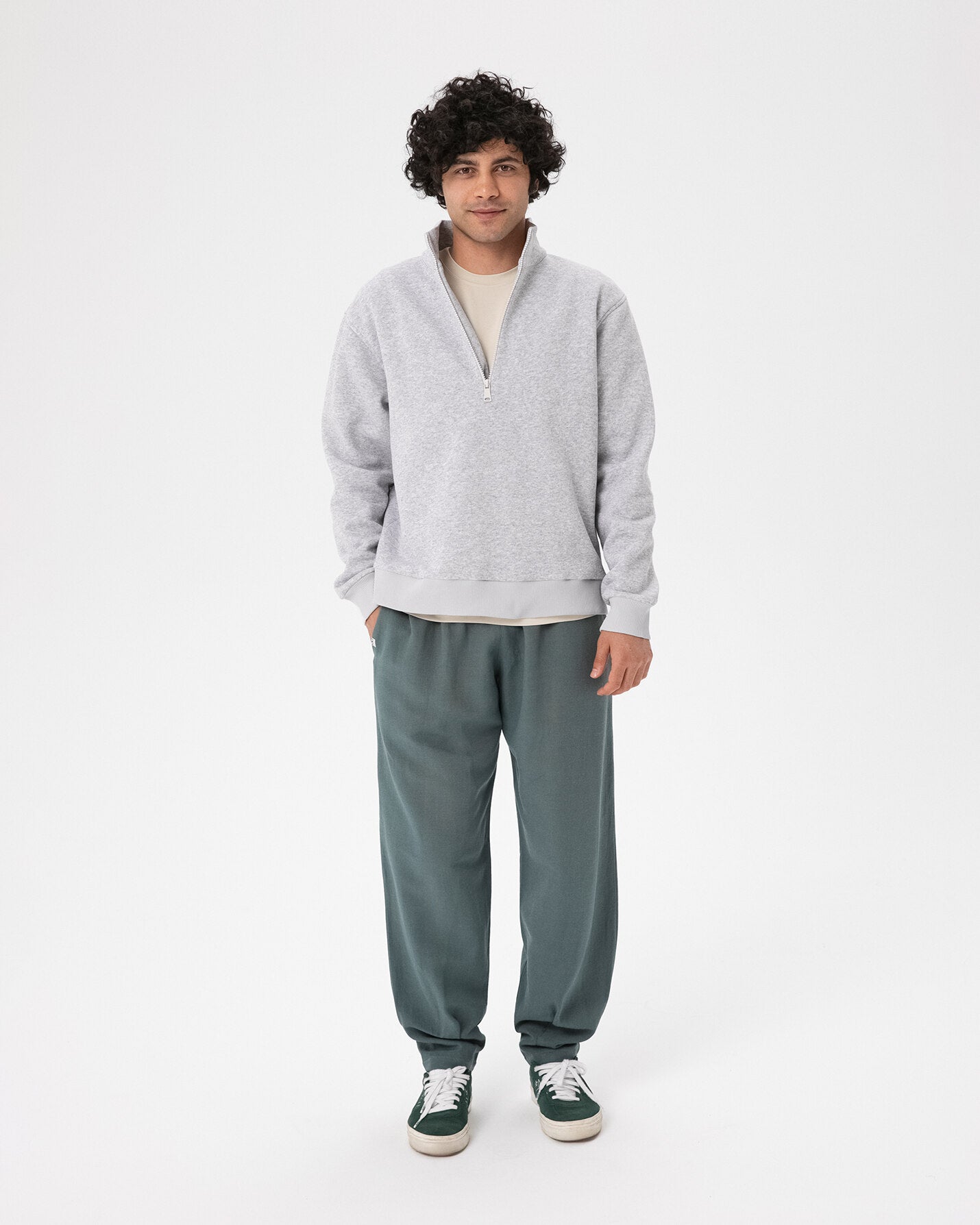 Gri Melanj Erkek Dik Yaka Sweatshirt