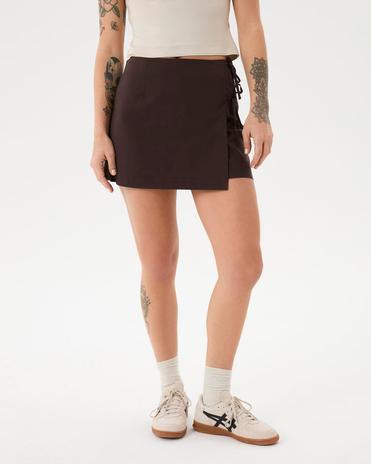 Kahverengi Anvelop Şort Etek