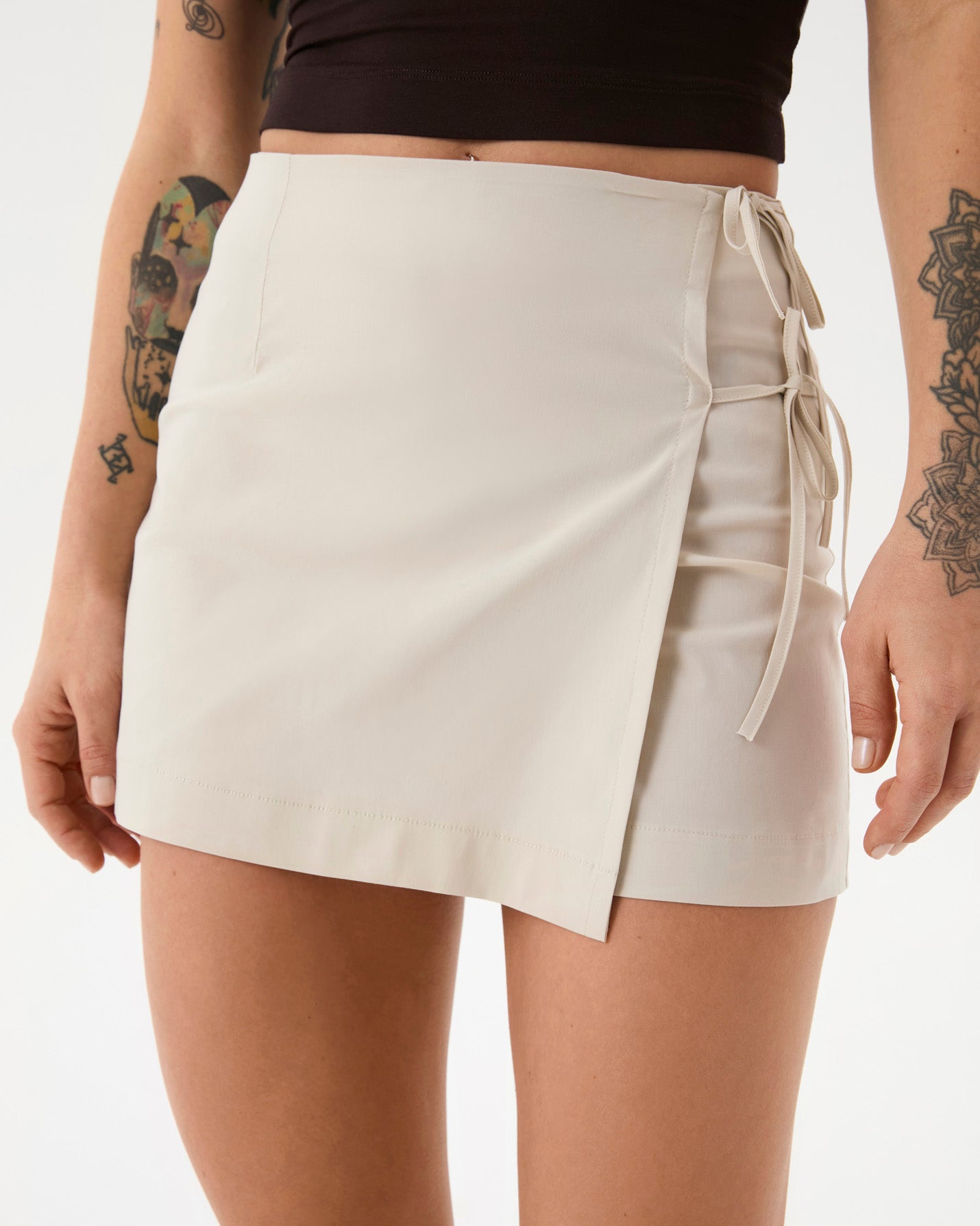 Krema Anvelop Şort Etek
