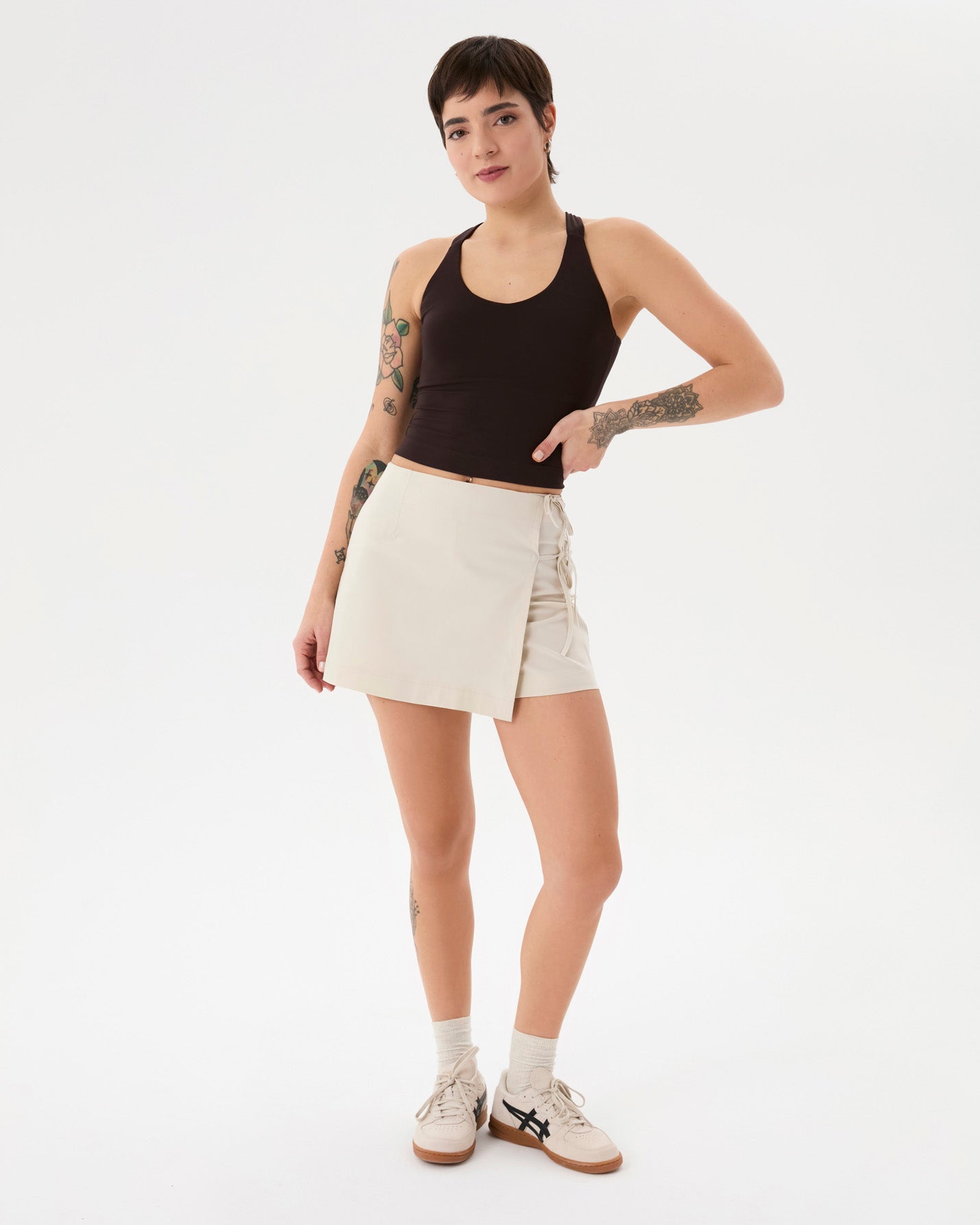 Krema Anvelop Şort Etek