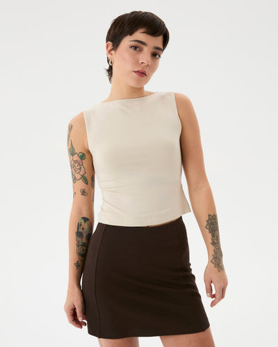 Krema Kayık Yaka Bluz