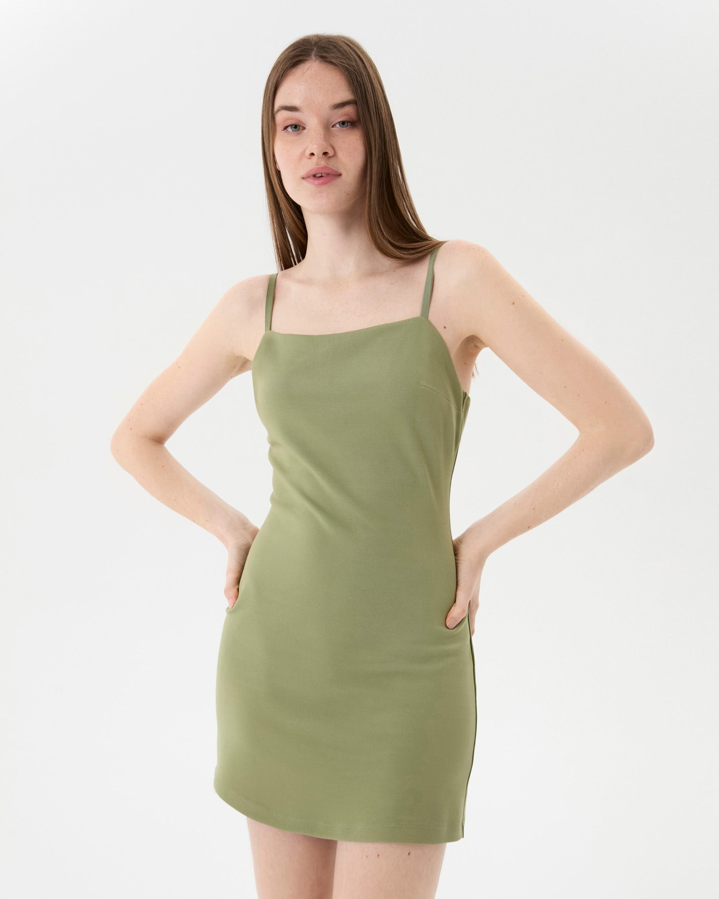 Matcha Askılı Mini Elbise