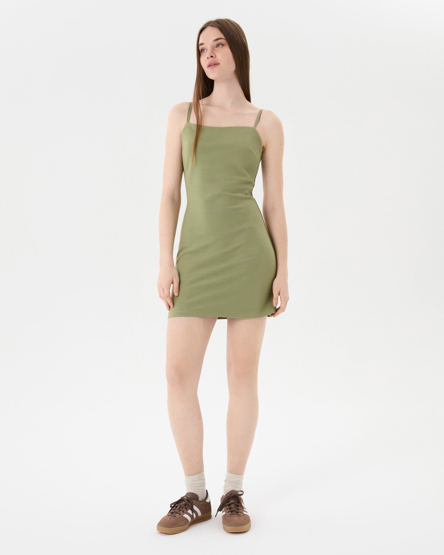 Matcha Askılı Mini Elbise