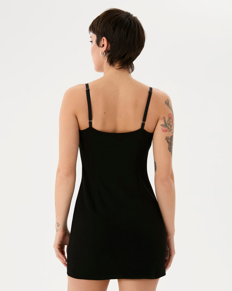 Siyah Askılı Mini Elbise