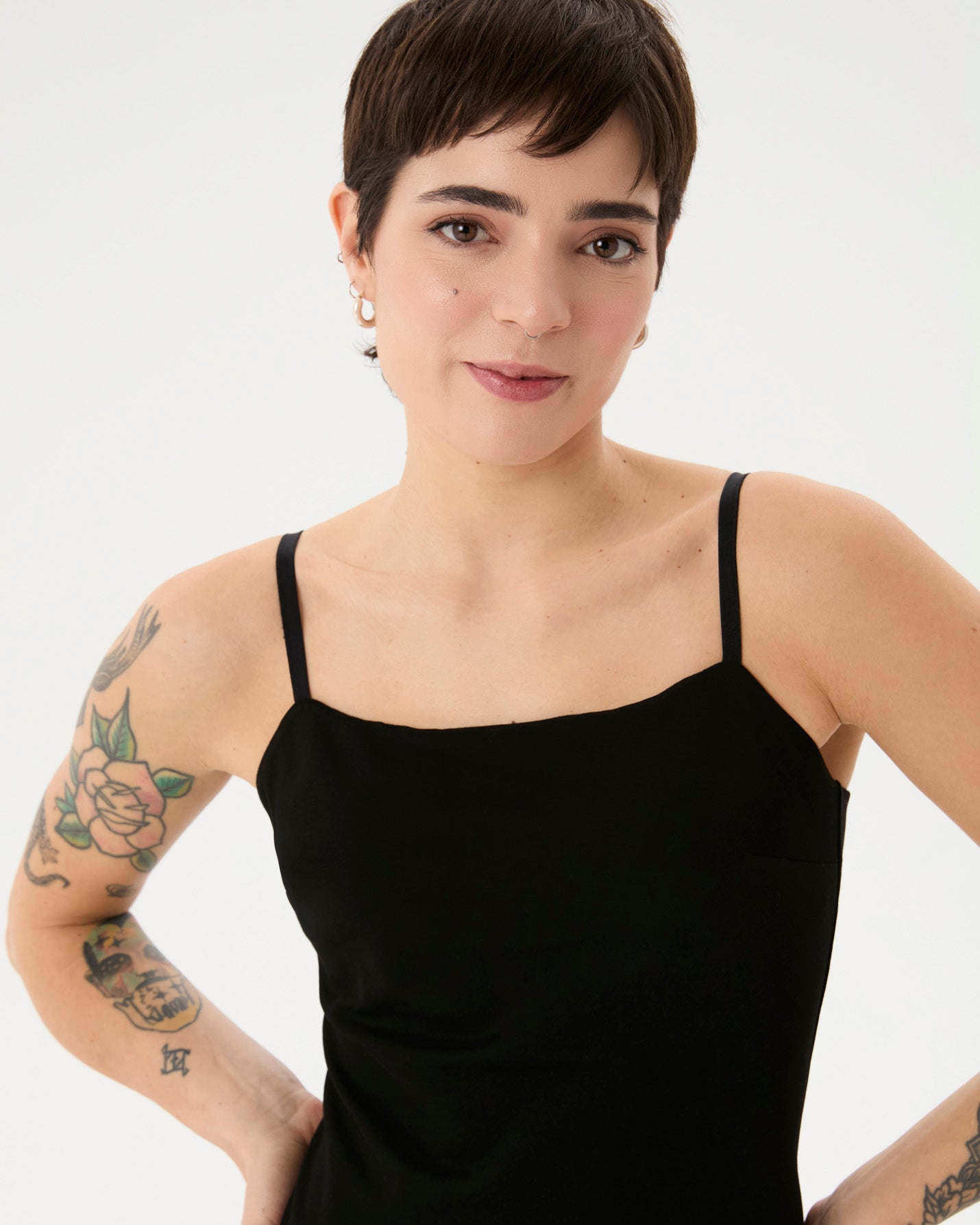 Siyah Askılı Mini Elbise