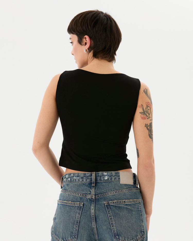 Siyah Kayık Yaka Bluz