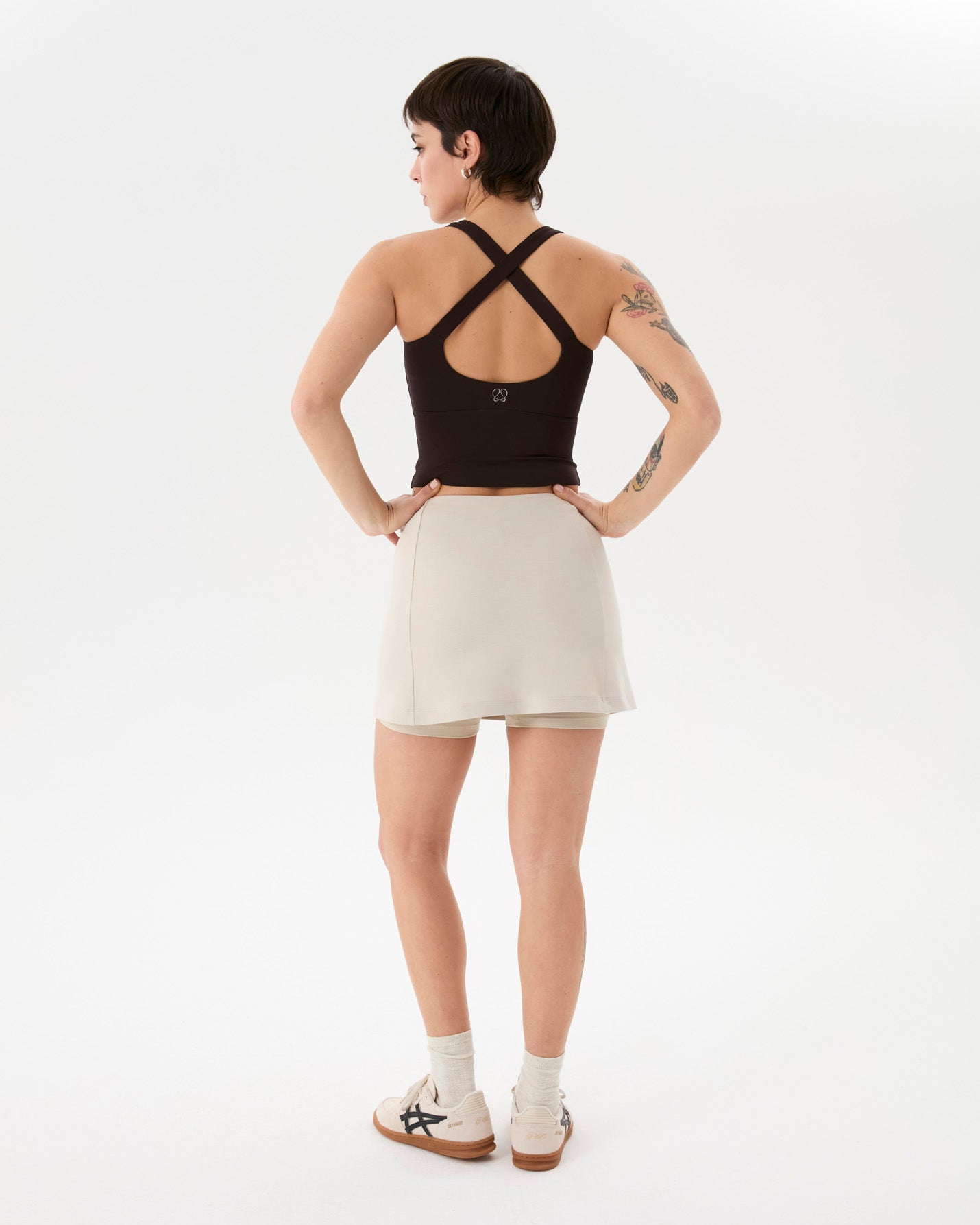 Krema Şortlu Çan Etek