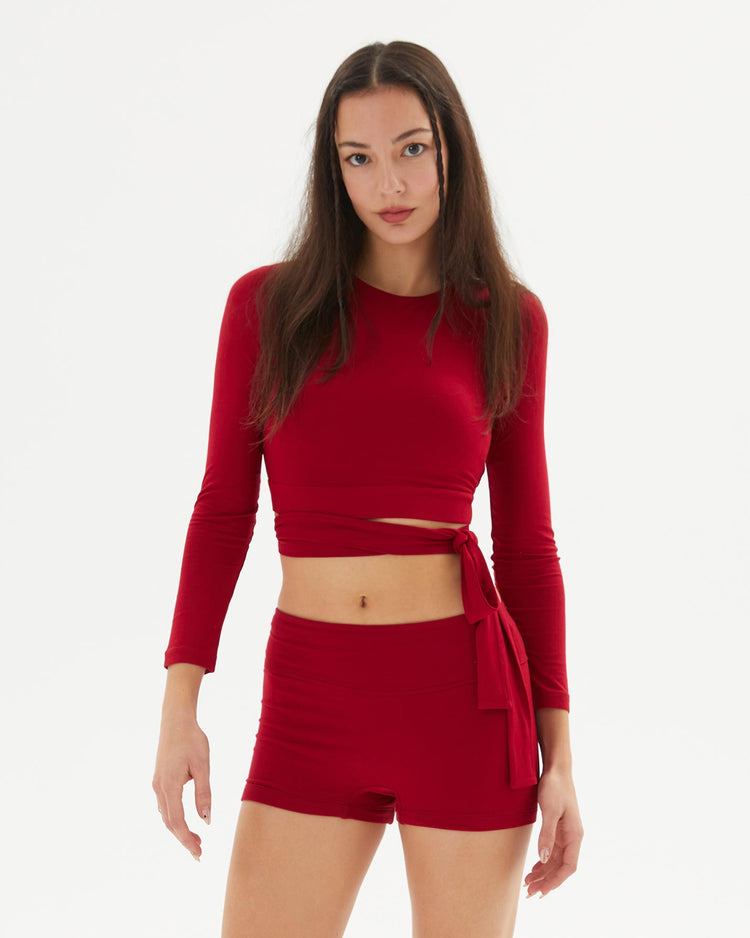 Vişne Uzun Kollu Sırt Pencereli Bluz