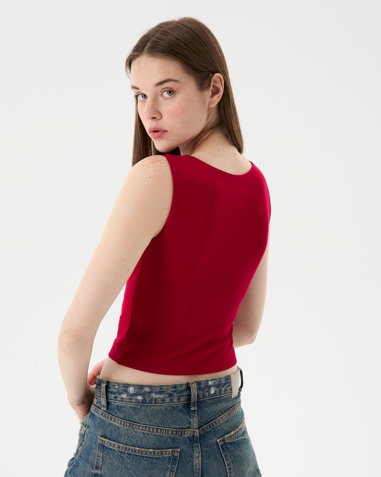 Vişne Kayık Yaka Bluz