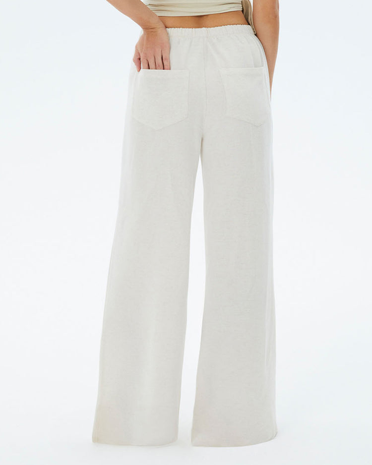 Bej Wide Keten Pantolon