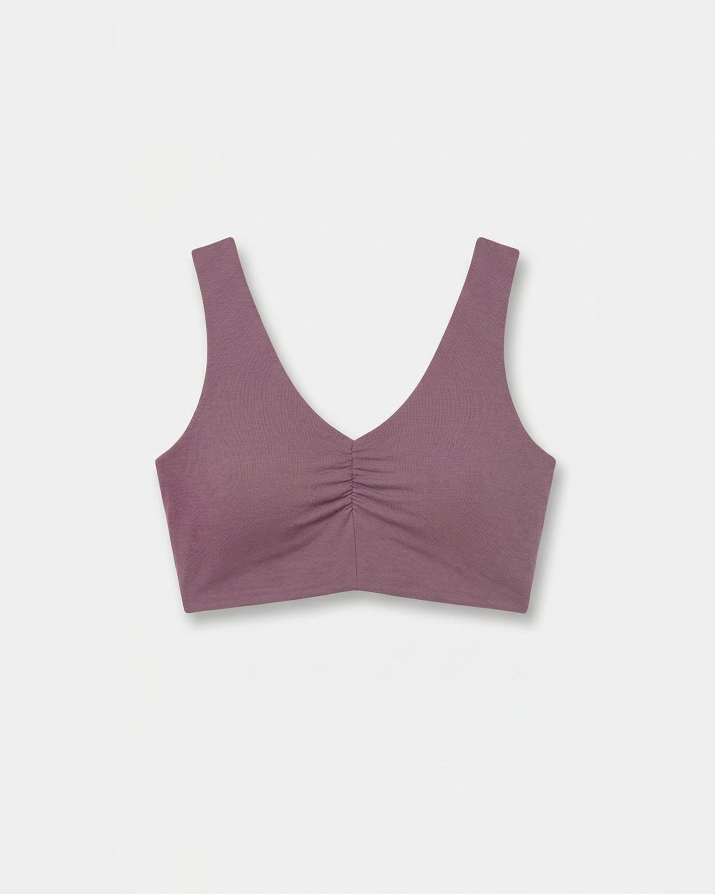 Lila Büzgülü V Yaka Yoga Bra