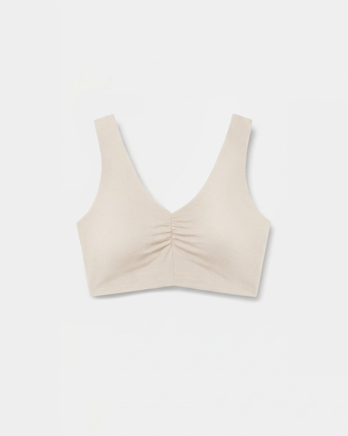 Krema Büzgülü V Yaka Yoga Bra