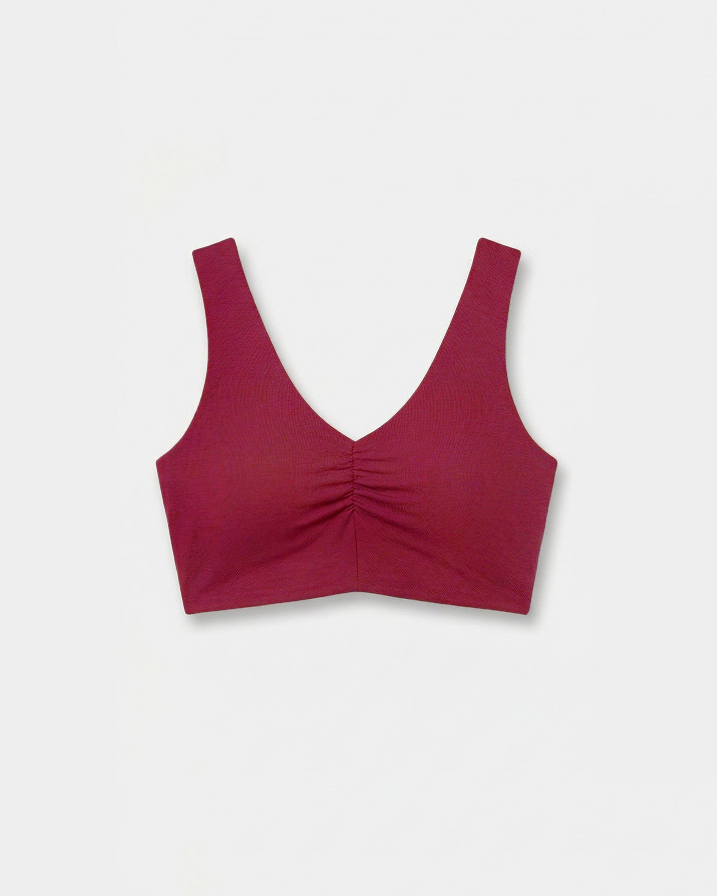Vişne Büzgülü V Yaka Yoga Bra