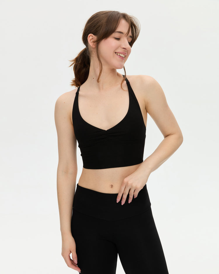 Siyah Büzgülü Askılı Büstiyer