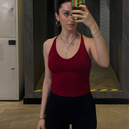 Vişne V Yaka Longline Bralet