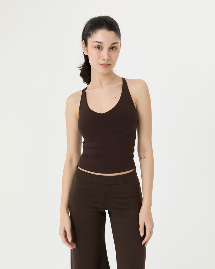 Kahverengi V Yaka Longline Bralet