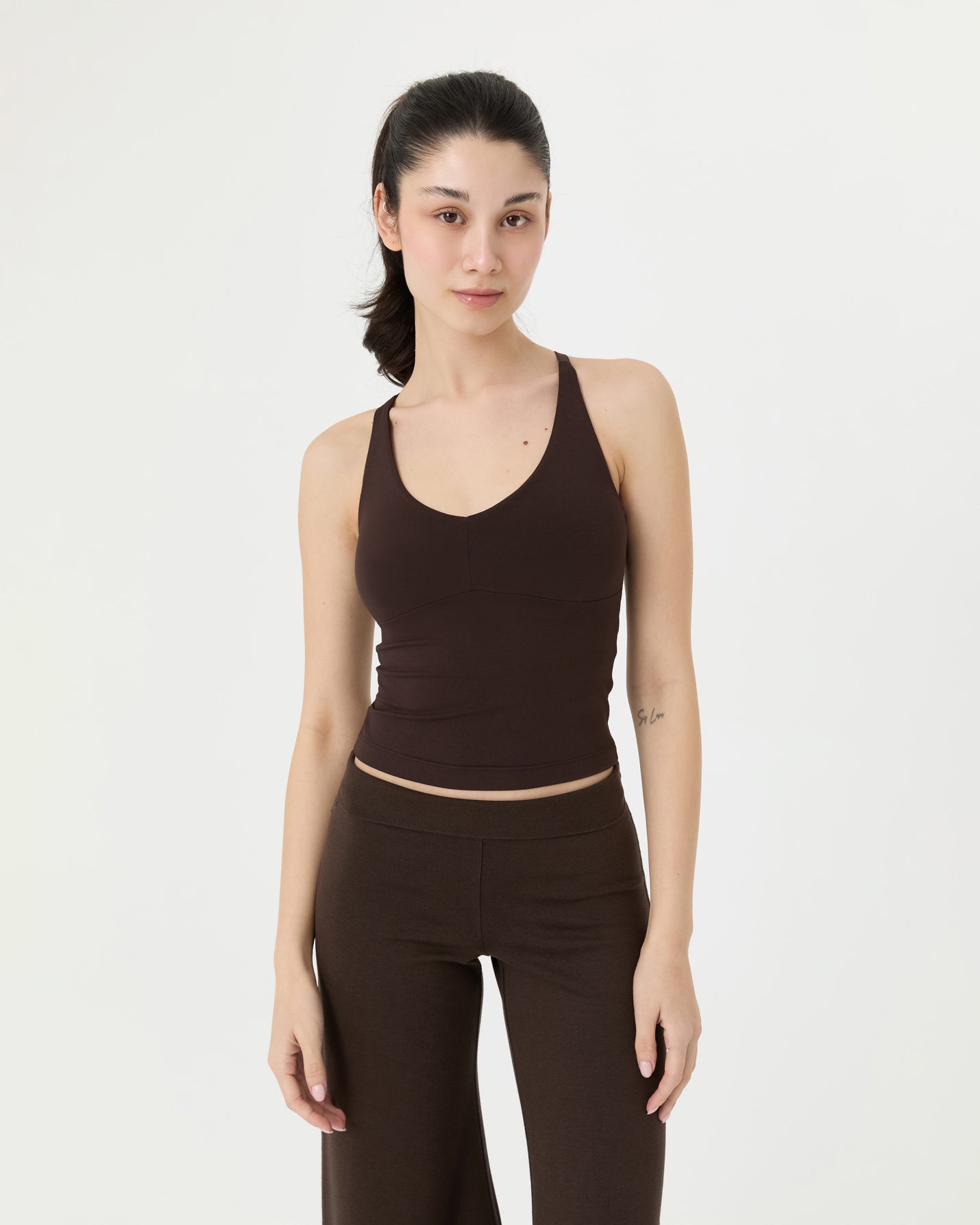 Kahverengi V Yaka Longline Bralet