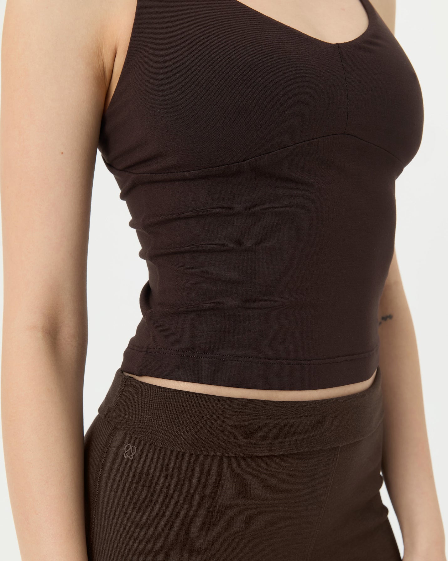 Kahverengi V Yaka Longline Bralet