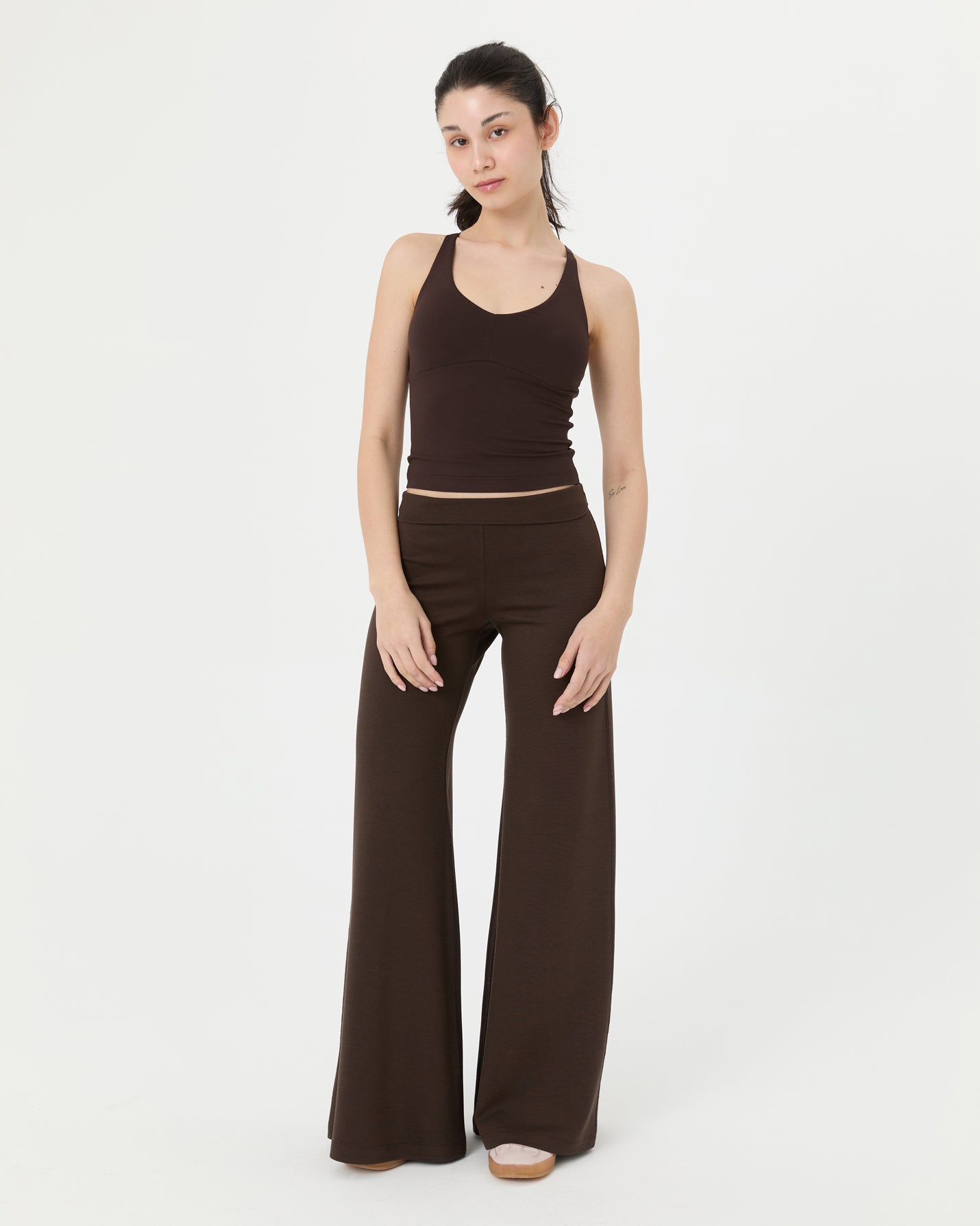 Kahverengi V Yaka Longline Bralet