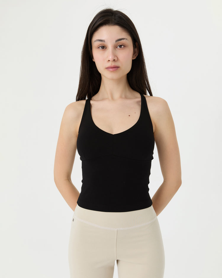 Siyah V Yaka Longline Bralet