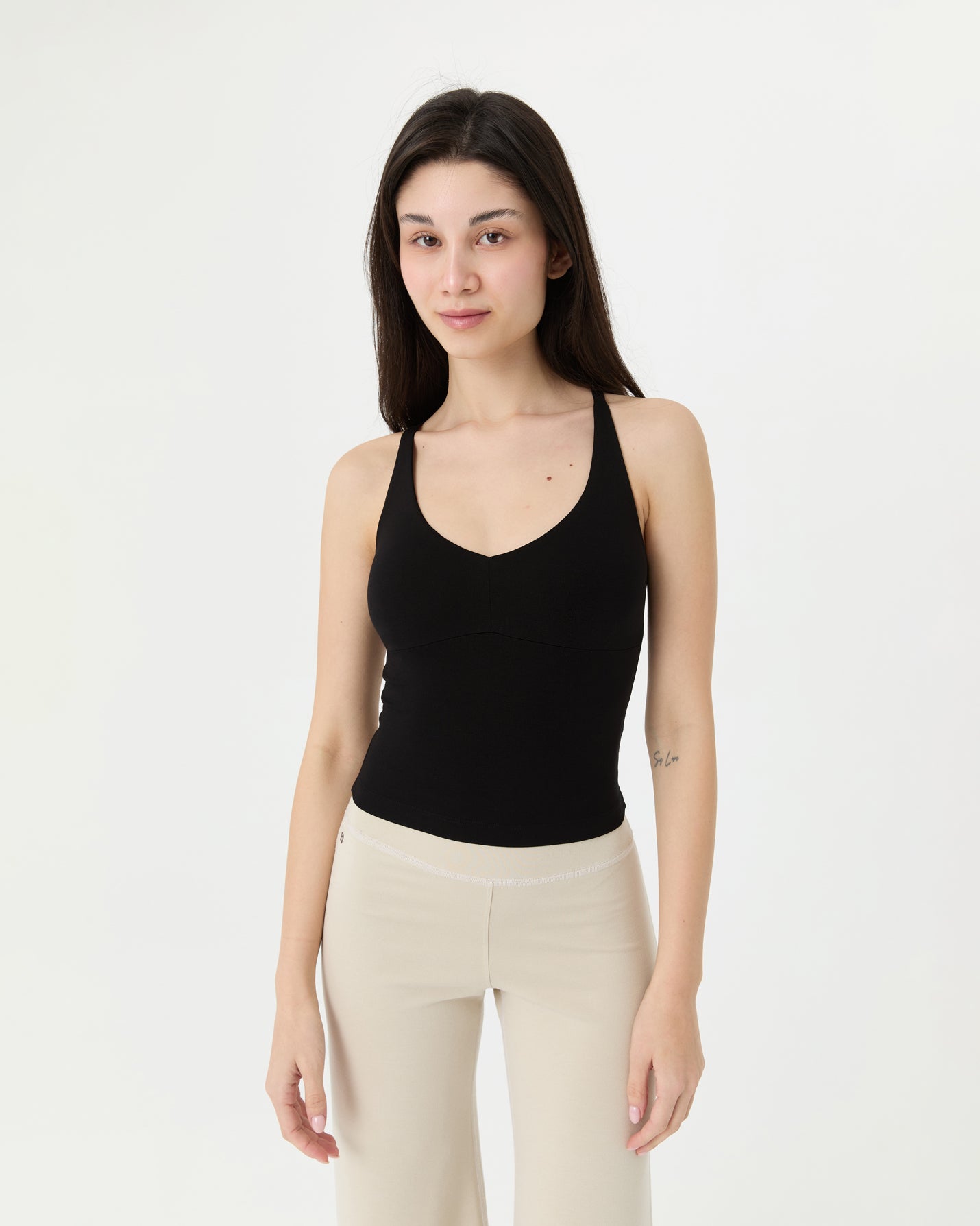 Siyah V Yaka Longline Bralet