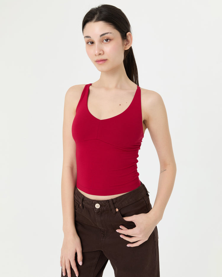 Vişne V Yaka Longline Bralet