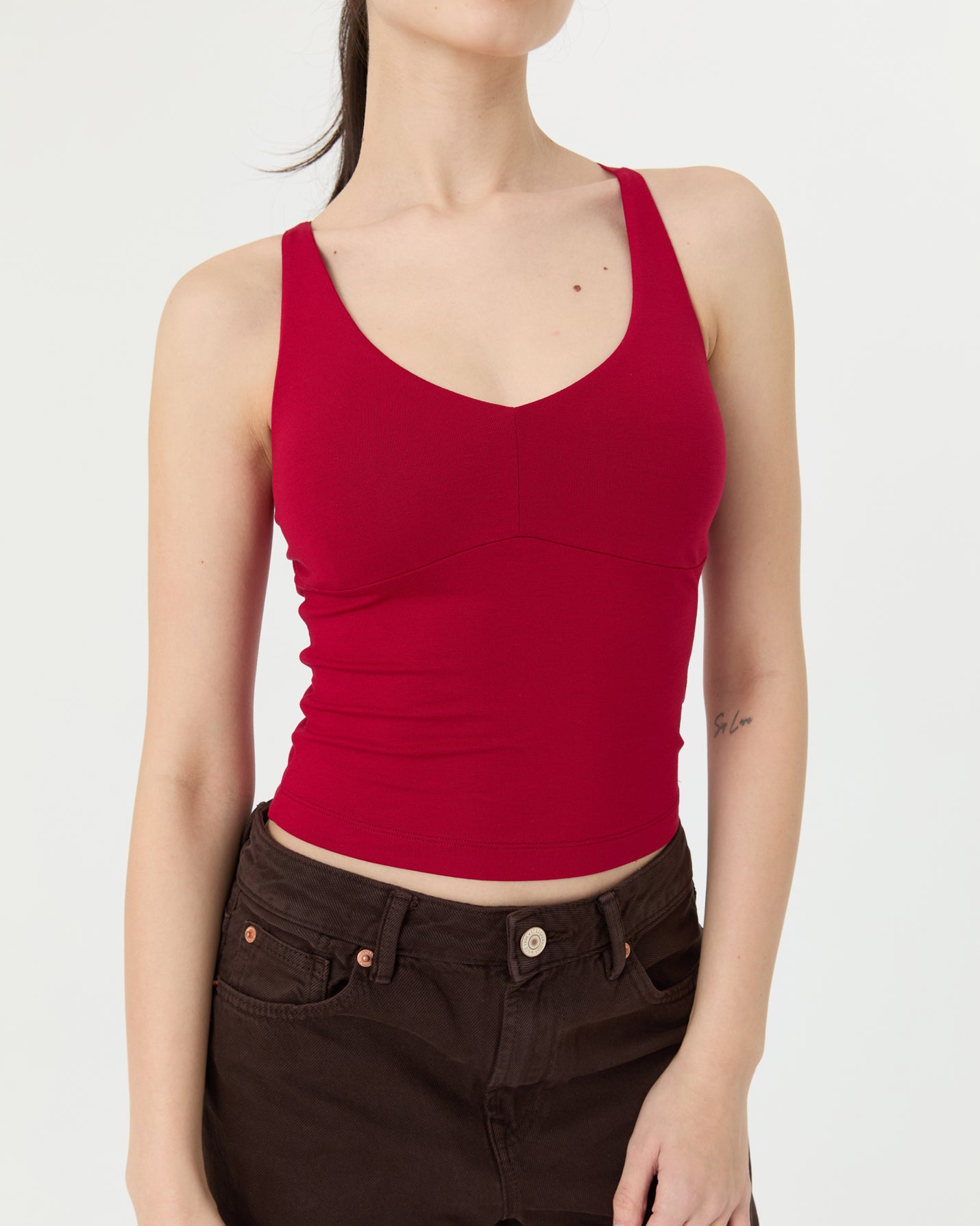 Vişne V Yaka Longline Bralet