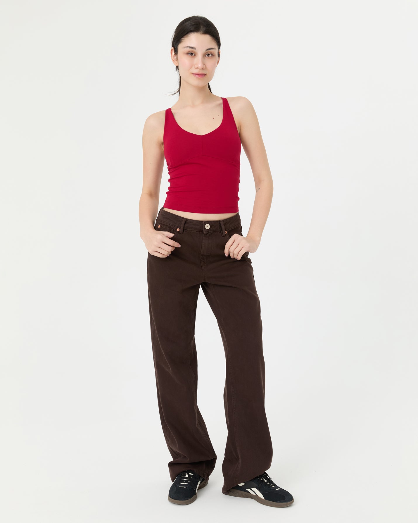 Vişne V Yaka Longline Bralet