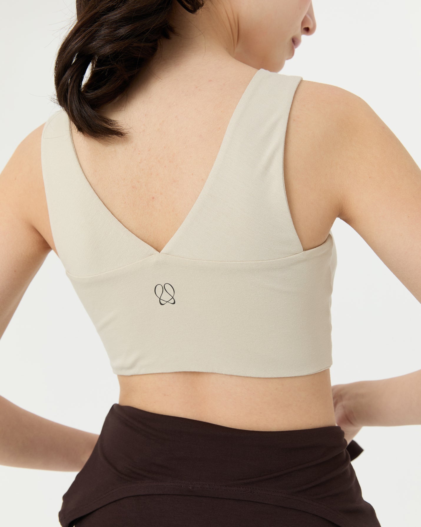 Krema Büzgülü V Yaka Yoga Bra