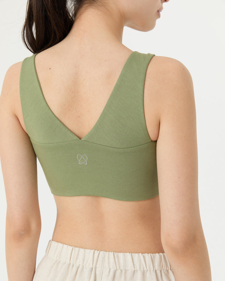 Matcha Büzgülü V Yaka Yoga Bra