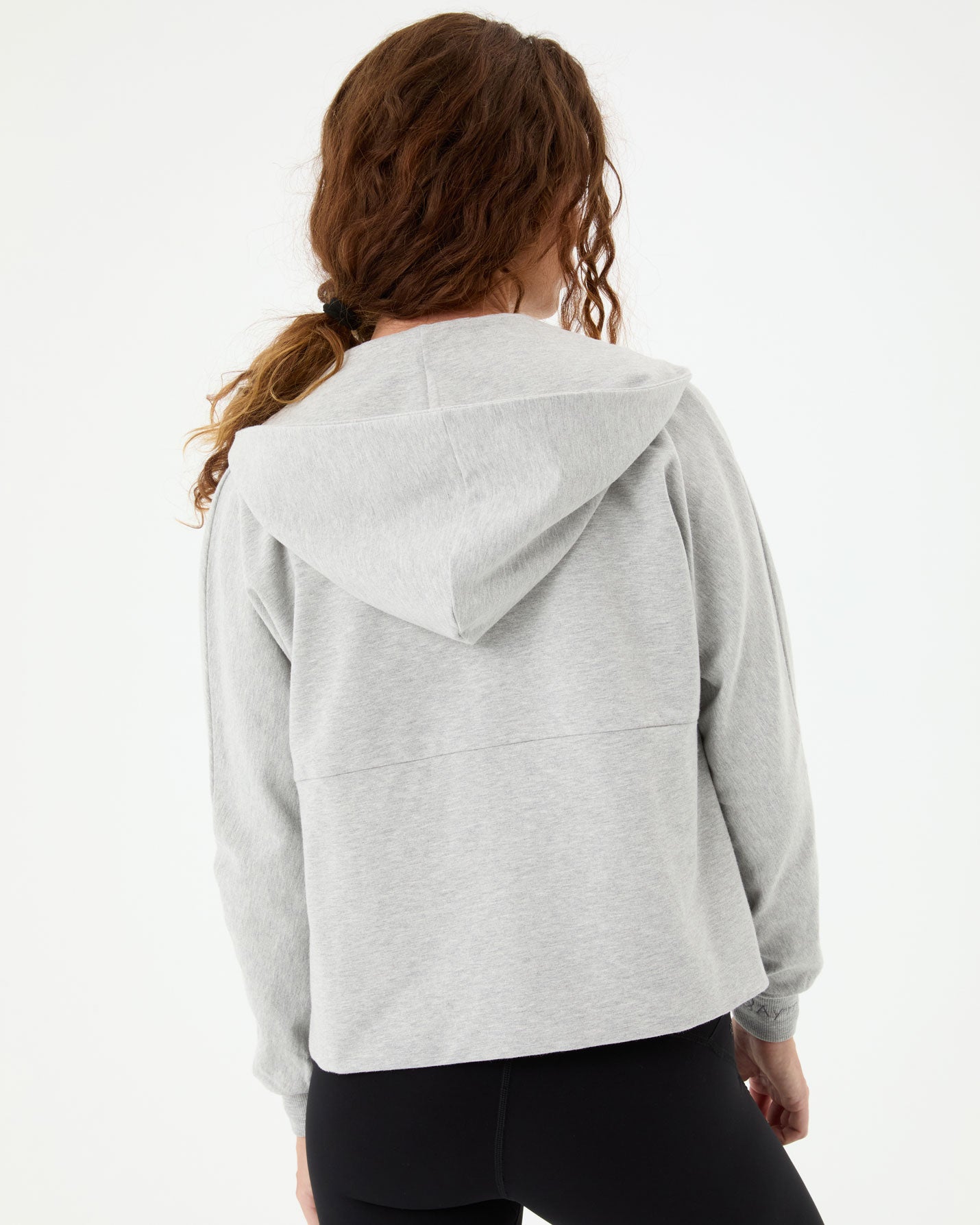 Gri Melanj Fermuarlı Hoodie