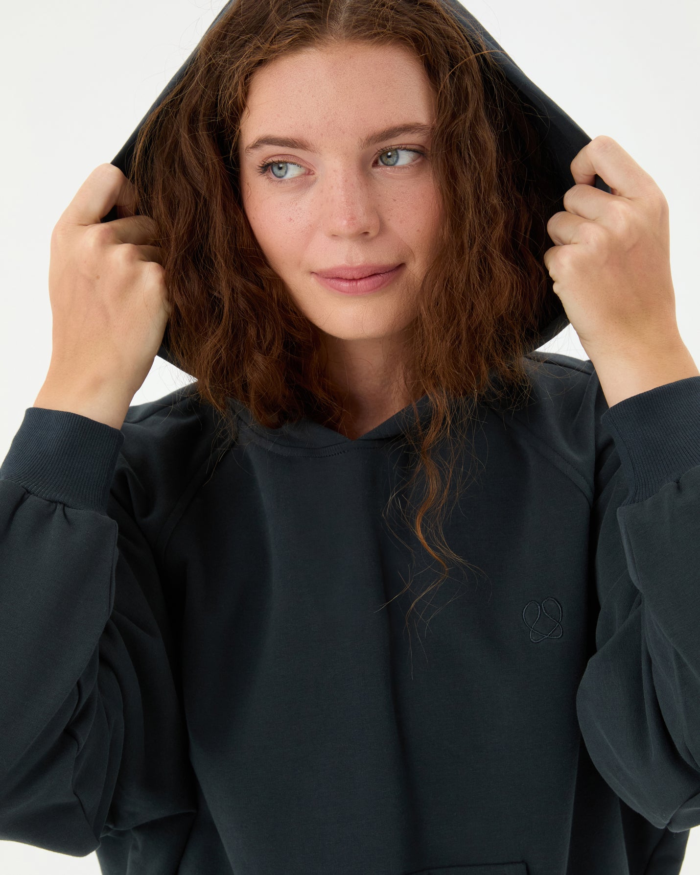 Antrasit Kapşonlu Oversize Sweatshirt
