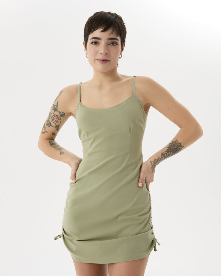 Matcha Büzgülü Tulumlu Elbise