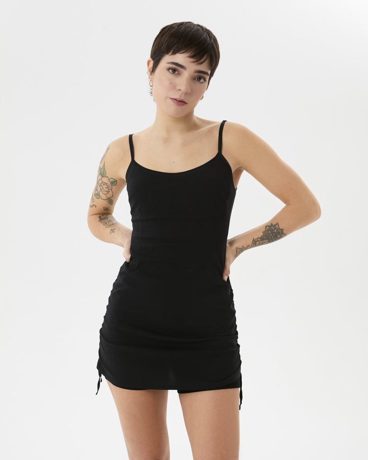 Siyah Büzgülü Tulumlu Elbise