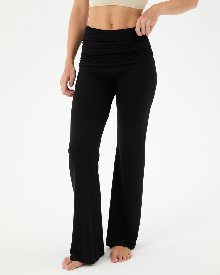 Siyah Katlanır Bel Lounge Pantolon