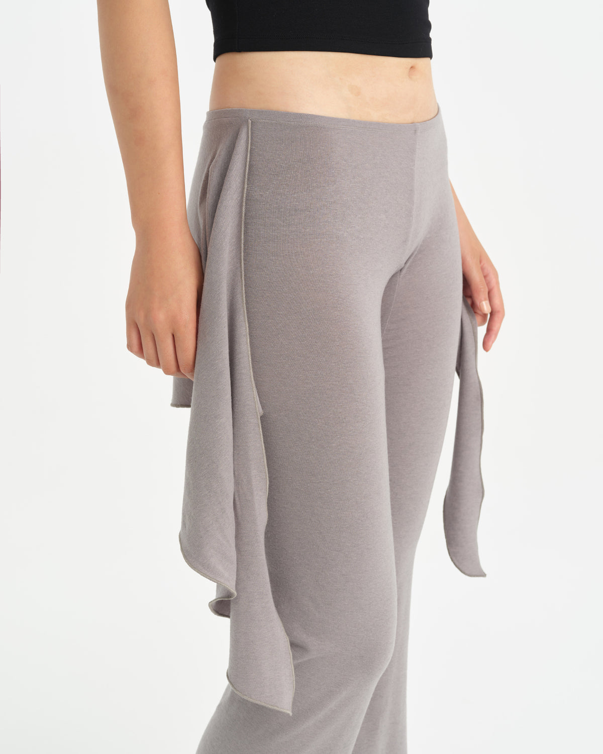 Gri Melanj Yünlü Wrap Pantolon