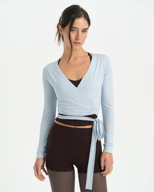Baby Blue Anvelop Wrap Crop
