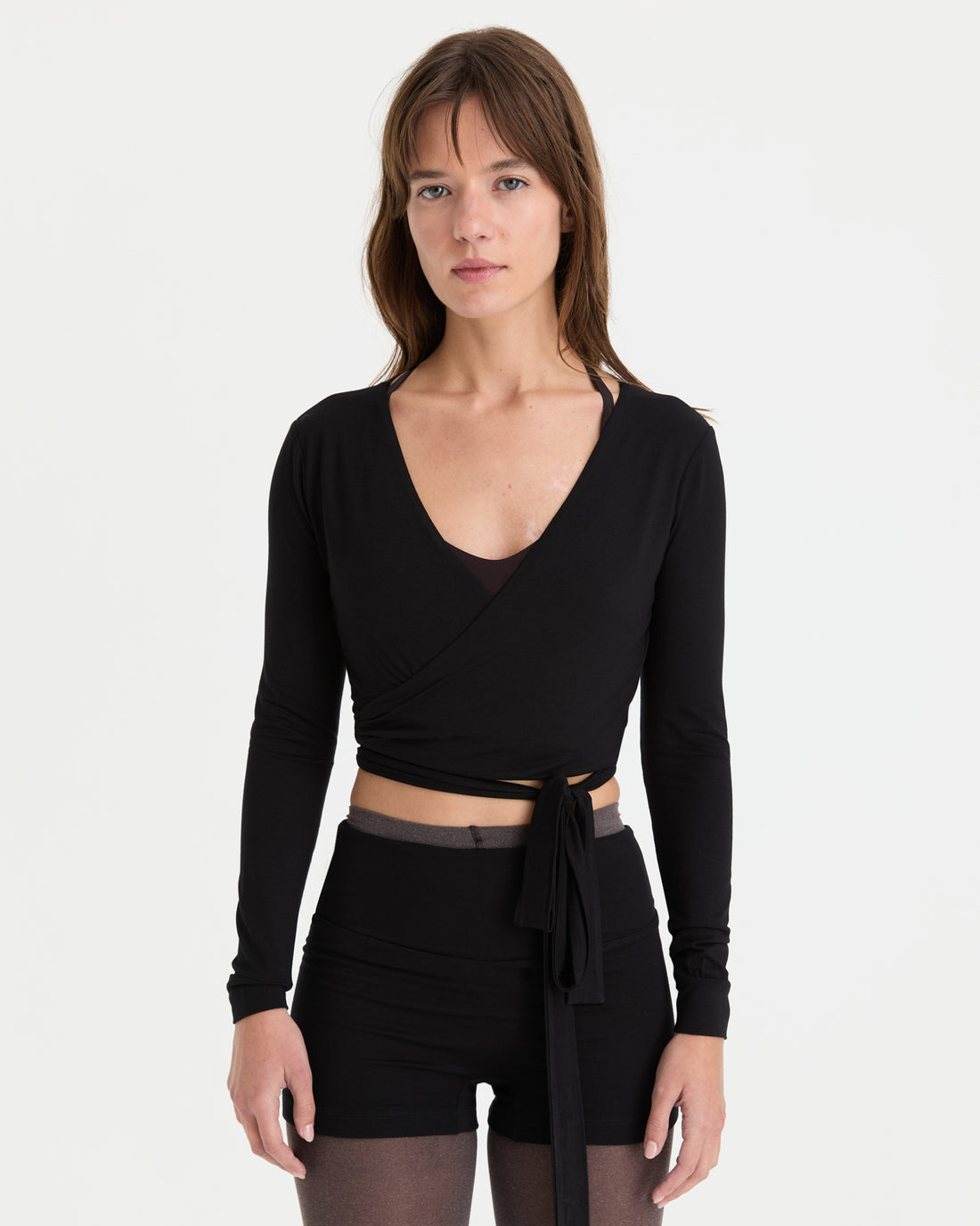 Siyah Anvelop Wrap Crop
