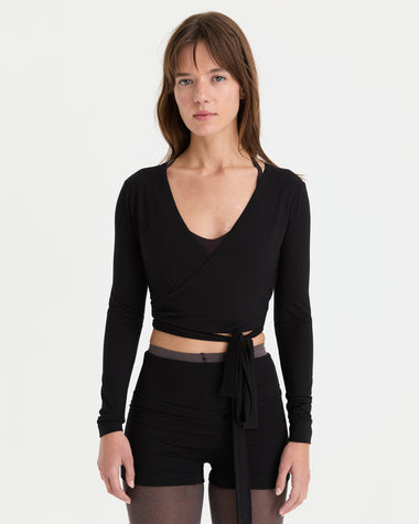 Siyah Anvelop Wrap Crop