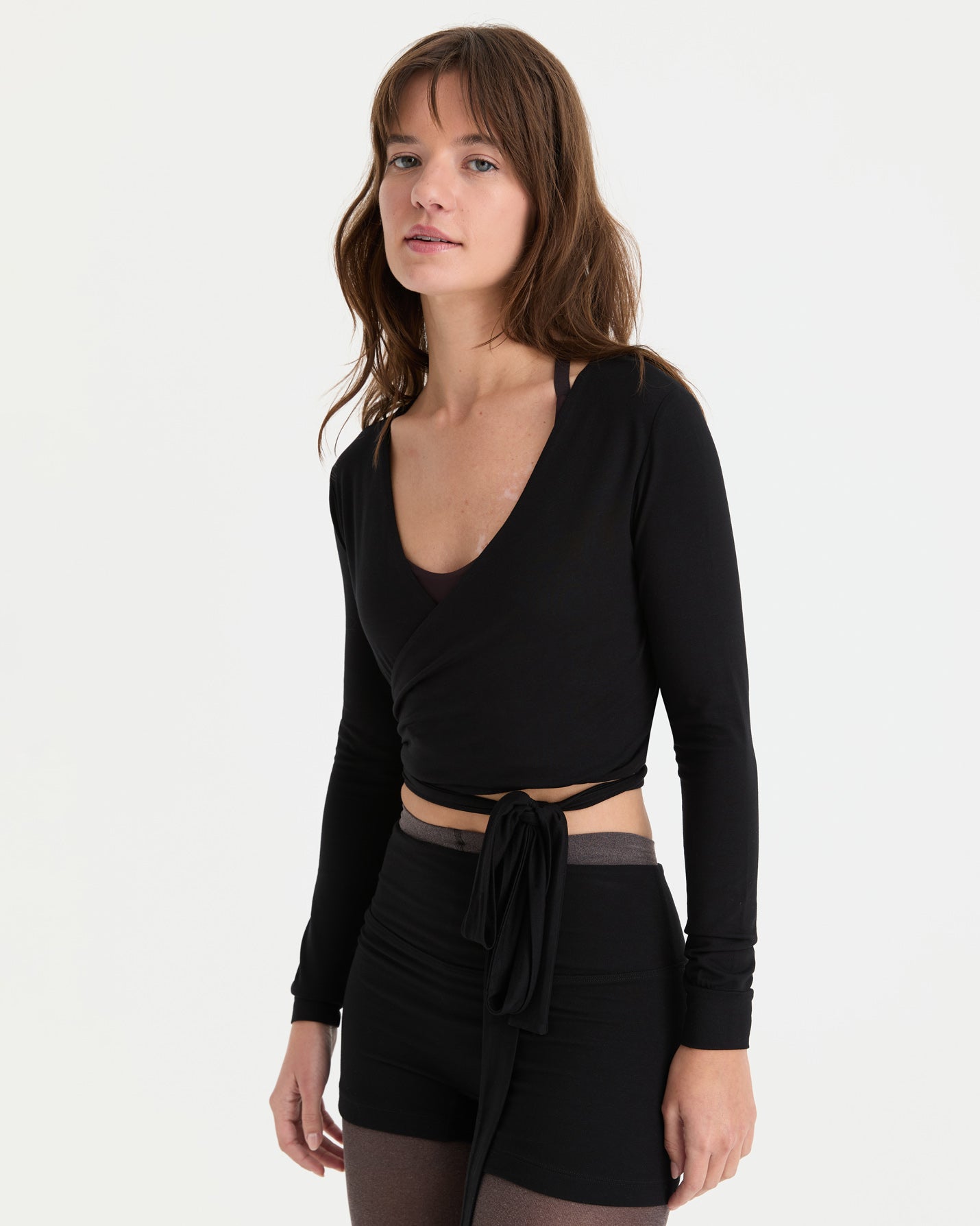 Siyah Anvelop Wrap Crop