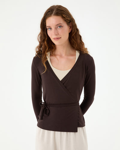 Kahverengi Anvelop Bağlamalı Bluz